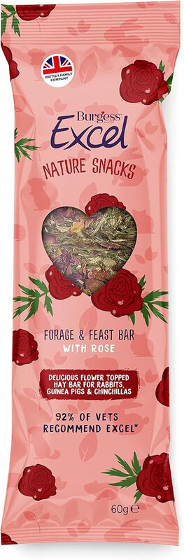 Burgess Excel Forage and Feast Bar Rose 60g MegaBDM