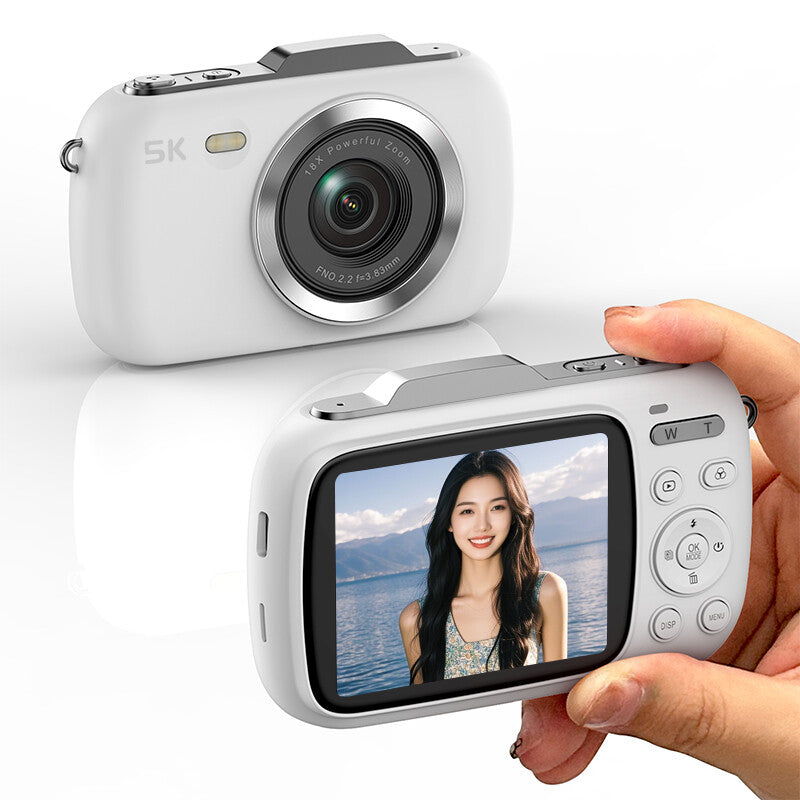 KOMERY G7 5K Digital Camera, Cameras for Photography, 80MP UHD Portable Vlogging Camera, Cheap 18X Zoom Travel Point and Shoot Camera, Photography Cameras for Beginners Teen - White MegaBDM