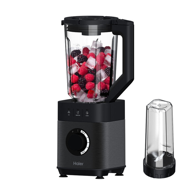 Haier Series 5 Multi Blender with Glass Jug and Smoothie Bottle - 1200W Motor, 6 Tiered Blades, 1.7L Jug, 0.6L Tritan Cup, HBL5B2 MegaBDM