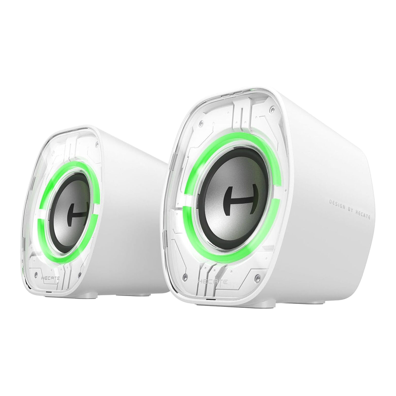 EDIFIER G1000 II Desktop Computer Speakers for Gaming, 2.5" Full-Range Driver & Enhanced Bass, Bluetooth 5.4 USB-C AUX, 9 Dynamic RGB Lighting Modes for PC - White MegaBDM