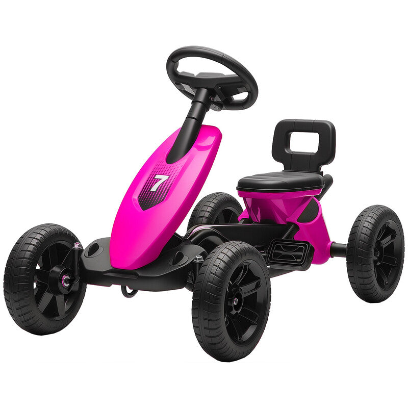 370-397V00PK AIYAPLAY Pedal Go Kart for Kids, Children Ride-On Race Car with Silent EVA Tyres, for 2-5 Years, Pink MegaBDM