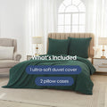 Meeallhome Washed Brushed Duvet Cover Set 135*200cm/50*75cm*1 Dark Green MegaBDM