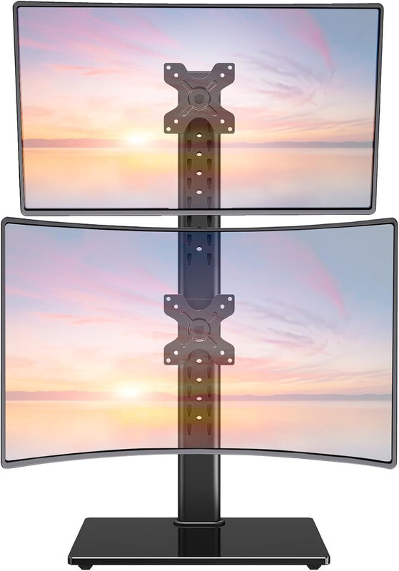 Dual Monitor Stand - Freestanding Arm for 13-32 Inch Monitors, VESA 75x75/100x100mm, Up to 15KG, 360° Rotation, Height Adjustable MegaBDM