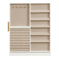 JOYFURNOS 360° Rotating Jewellery Organiser, Vertical Storage Box with Glass Window, 7 Drawers, Gift Idea, White MegaBDM