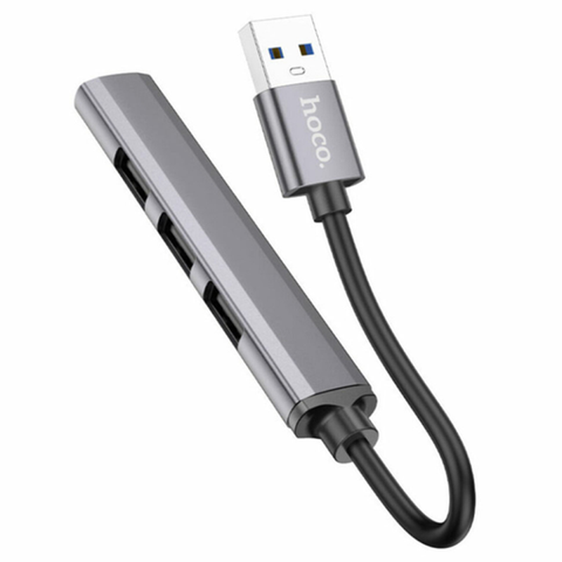 HOCO HB26 4-in-1 USB Hub - USB3.0/ USB2.0*3 - Metal Grey MegaBDM