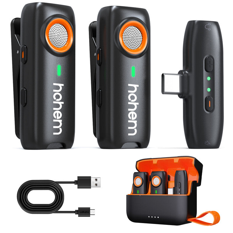 hohem Wireless Lavalier Microphone, 3-Level DSP Noise Cancelling, 100m Range, 20H Battery, Remote Shutter, TF Backup Recording MegaBDM