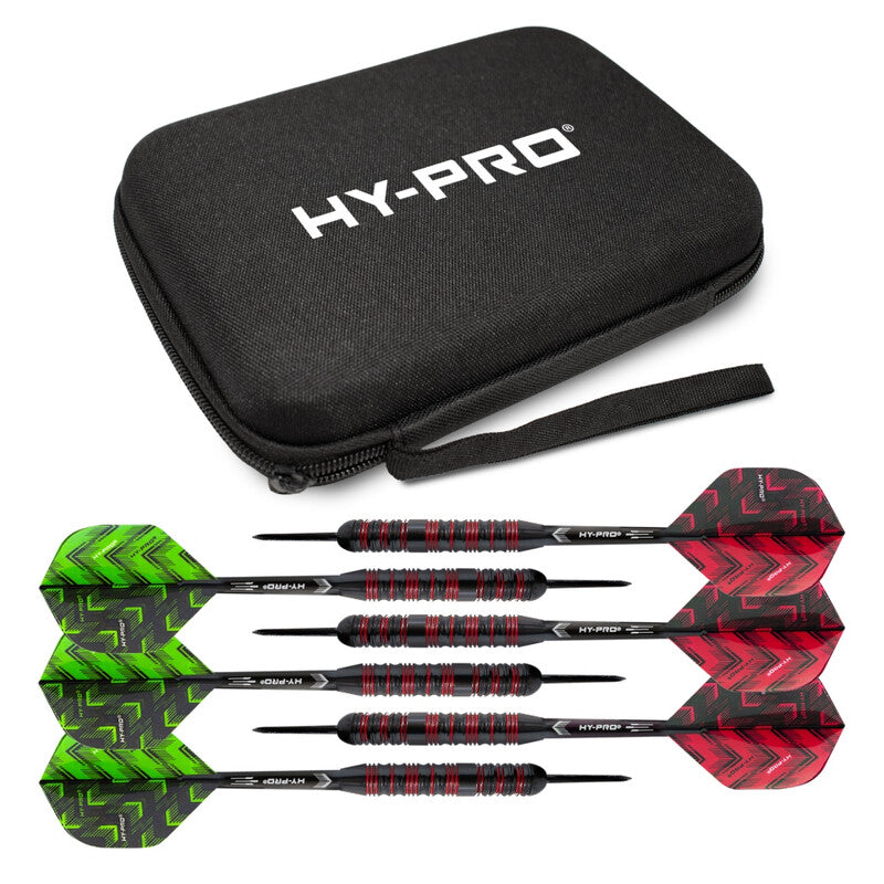 Hy-Pro Darts Set with Case Black/Green/Red 6pk MegaBDM