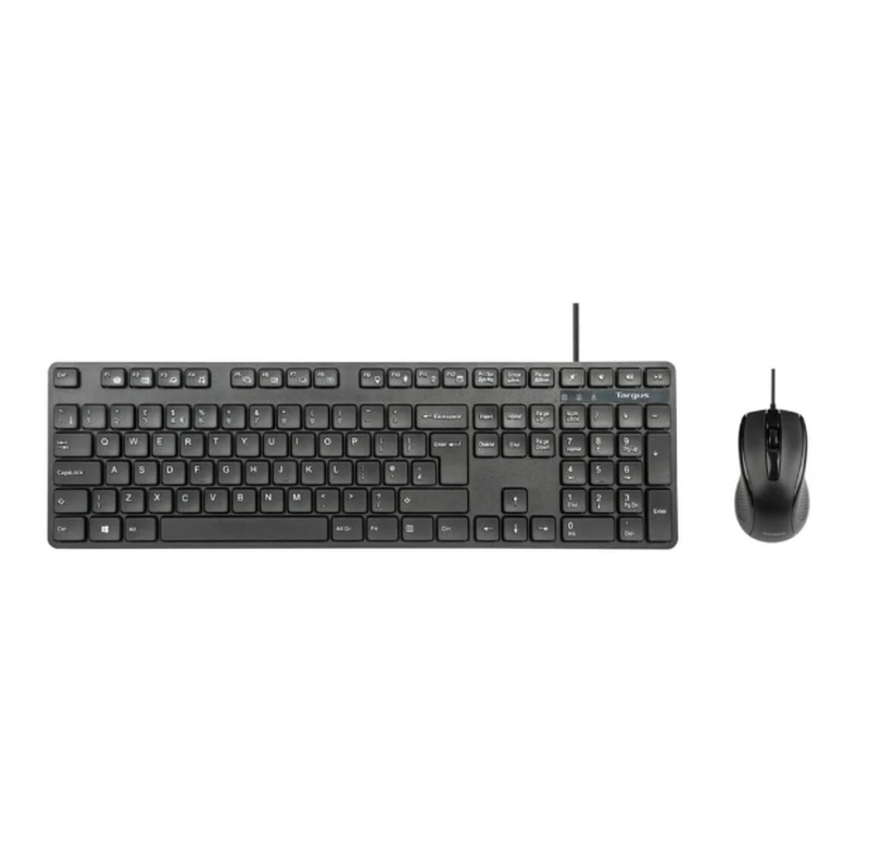 Targus Full-Size USB Wired Keyboard & Full-Size Optical Antimicrobial Wired Mouse Combo MegaBDM