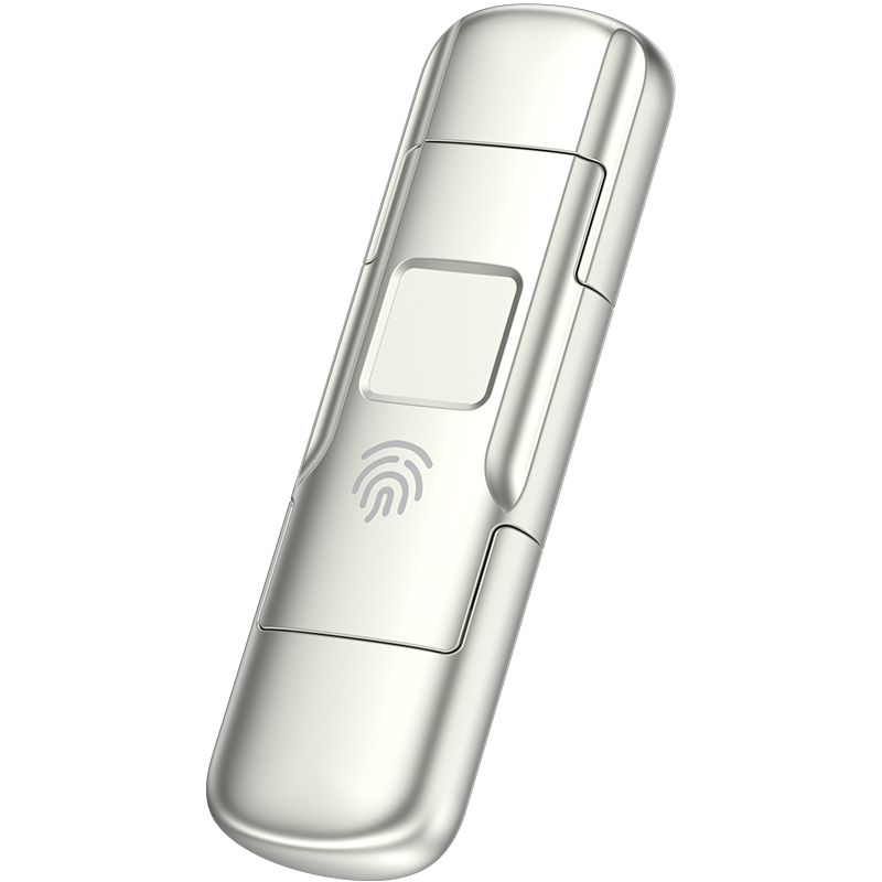 MOVESPEED USB Flash Drive – 256GB Thumb Drive, Fingerprint Encryption, USB 3.2 Gen 1 + Type-C Dual Interface, 550MB/s Read, 500MB/s Write, Zinc Alloy Body, YSUYC-256GSN (Silver) MegaBDM