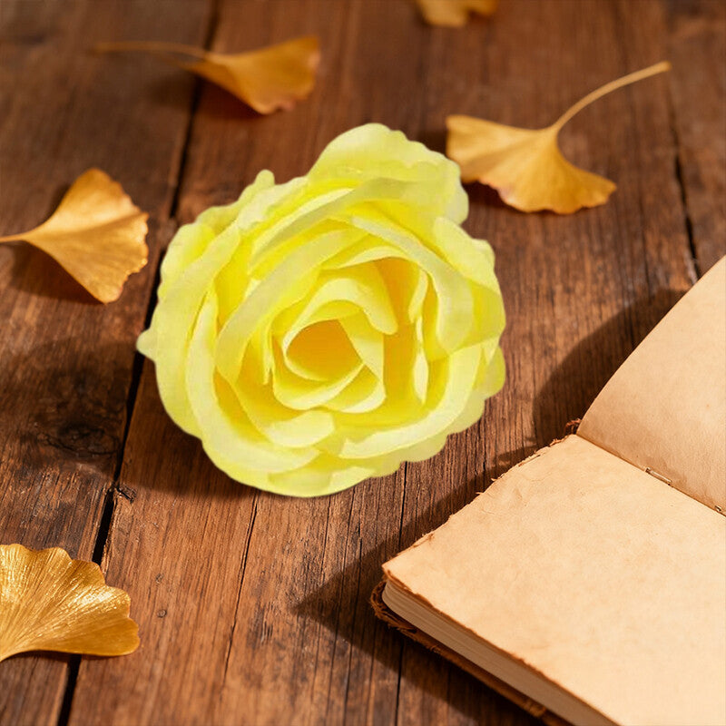 Wei's moment 20Pcs Artificial Flowers Roses, Real Touch Foam Roses, Fake Flowers Rose for DIY Wedding Bridal Bouquets Baby Shower Table Centerpieces Home Decorations, Cream Yellow MegaBDM