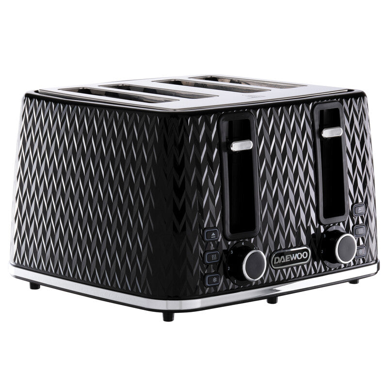 DAEWOO Argyle 4 Slice Toaster, Wide Slots, Black - SDA1863GE MegaBDM