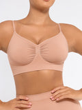 FeelinGirl Best-Selling Everyday Seamless Comfortable Wireless Ruched Bust Anti-Sag Bra Unlined Soft Bra for Women L Dark Skin, Couple Gift Perfect Gift MegaBDM