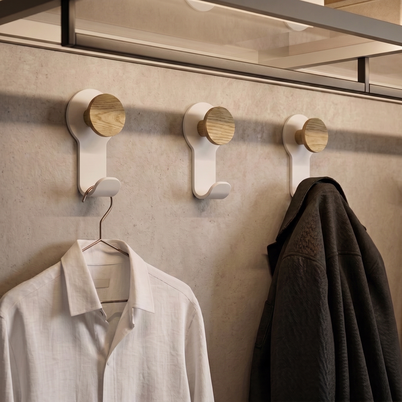 Kapanou Double-Sided Wall-Mounted Hooks, 8-Piece Set, Vintage Wooden Hooks + Heavy-Duty Metal Hangers, Suitable for Towels/Hats/Backpacks, Door/Bathroom/Bedroom/Entryway Decorative Hooks, Wood Brown/White, New Year Promotion, Great Gift Choice MegaBDM