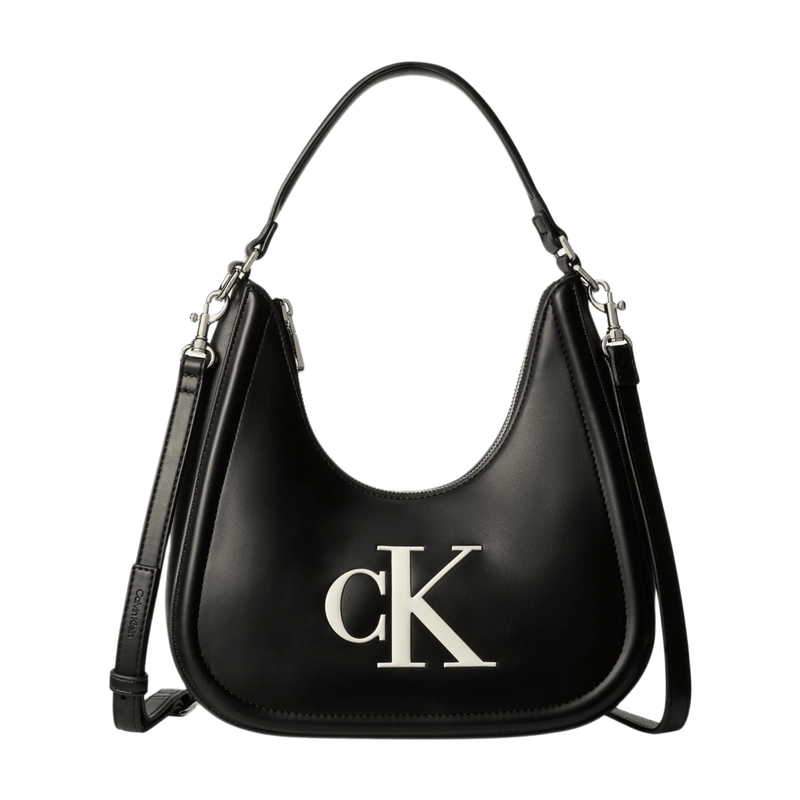 Calvin Klein Embossed Monogram Crescent Bag - Black/White MegaBDM