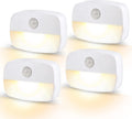VIVREAL Motion Sensor Night Lights 4-Pack with 3200K–2800K Warm White Glow, 35LM Brightness, Battery Powered, T023 MegaBDM