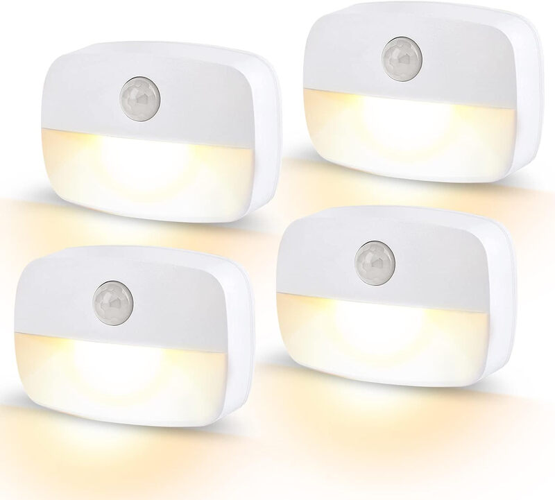 VIVREAL Motion Sensor Night Lights 4-Pack with 3200K–2800K Warm White Glow, 35LM Brightness, Battery Powered, T023 MegaBDM
