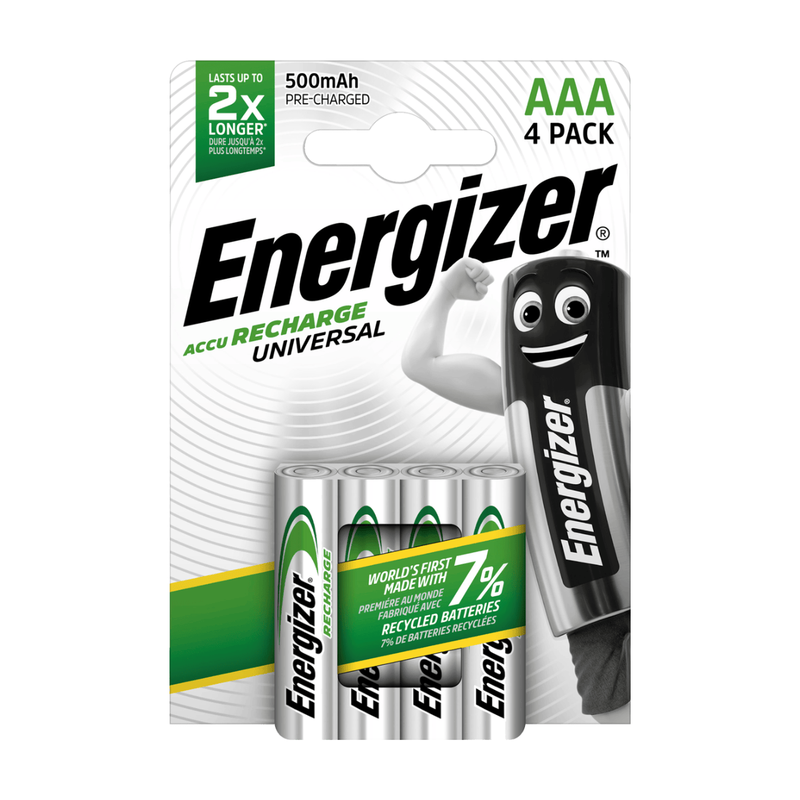 Energizer AAA 500mAh Recharge Universal Batteries – Pack of 4 MegaBDM