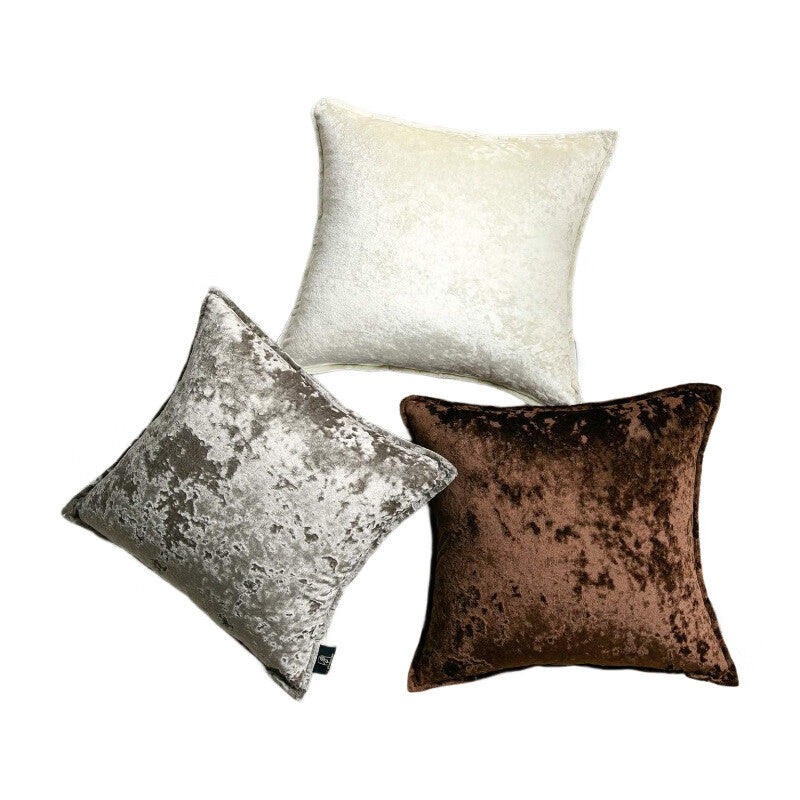 PHANTOSCOPE Pack of 1 Shiny Crushed Velvet with Trim Square Throw Pillow Covers Cushion Cover Pillowcase for Couch Bed and Chair, Brown 18 x 18 Inches 45 x 45 cm MegaBDM