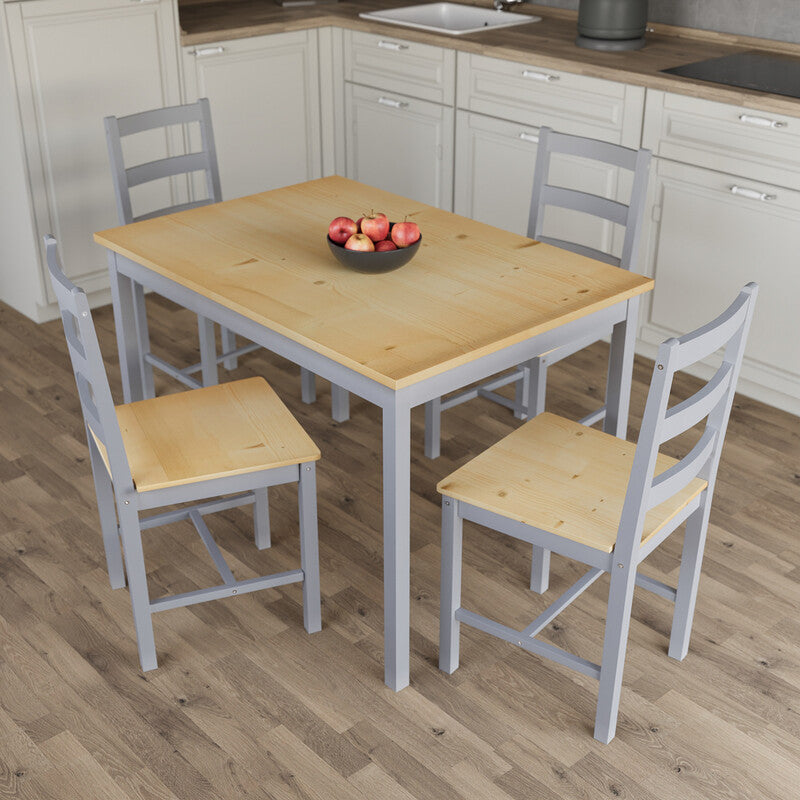 Vida Designs Yorkshire 4 Seater Dining Set, Grey & Pine MegaBDM