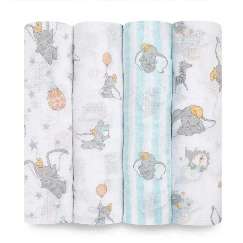 Aden + Anais Essentials Cotton Muslin Swaddles 4 Pack Dumbo New Heights MegaBDM