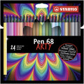 STABILO Pen 68 - Premium Fibre-Tip Pen - ARTY - Pack of 24 - Assorted Colours MegaBDM