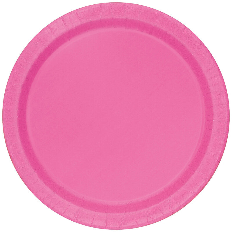 Unique Party Paper Plates, Hot Pink, 22cm, 16 Pack MegaBDM