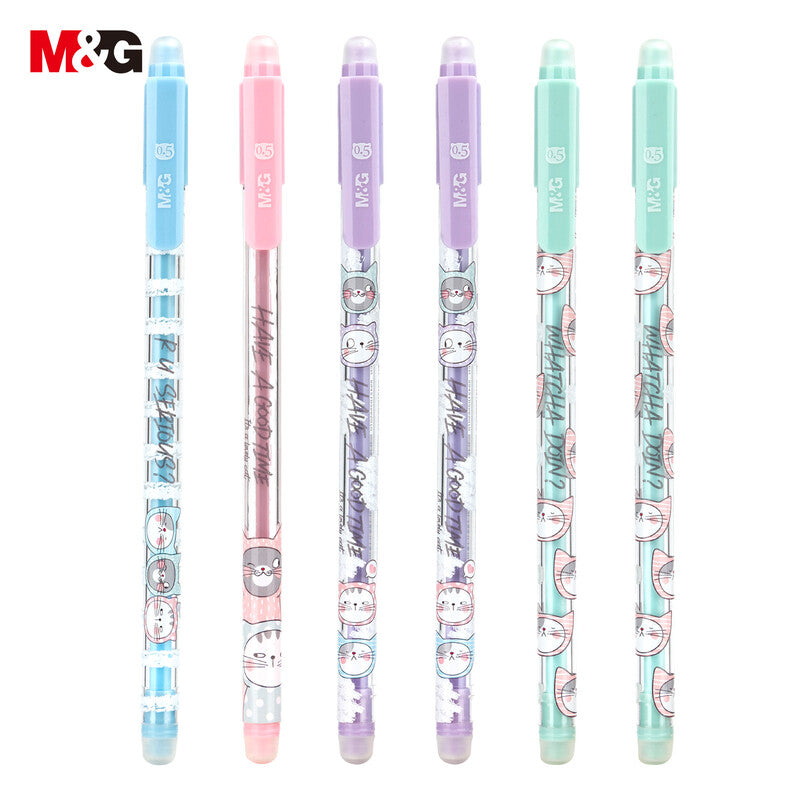M&G So Many Cats Erasable Gel Pens, 3 Pack Crystal Blue Ink Erasable Pens, Fine Point 0.5 mm, Cute Cat Design, Smooth Writing Gel Pens with Comfort Grip and Cap for School, Office, and Planner MegaBDM