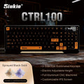 【Innovative Motorized Lift】Siukie CTRL100 CNC Aluminum Mechanical Keyboard, HMX Cream Taro HIFI Switches, Customized IPS Screen, Gasket Mount, Tri-Mode Wireless, 96% Layout, US QWERTY, Sparkling Black MegaBDM