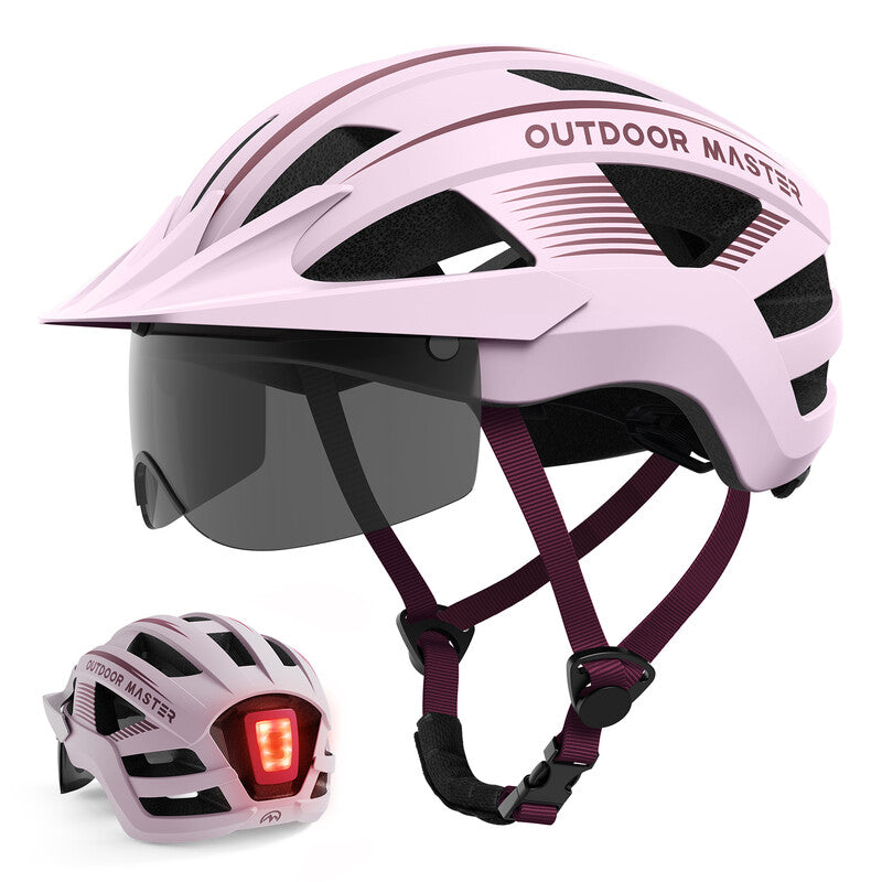 OutdoorMaster Cycling Helmet RhinoUrban with Goggles & Light Pink L 58-61cm MegaBDM