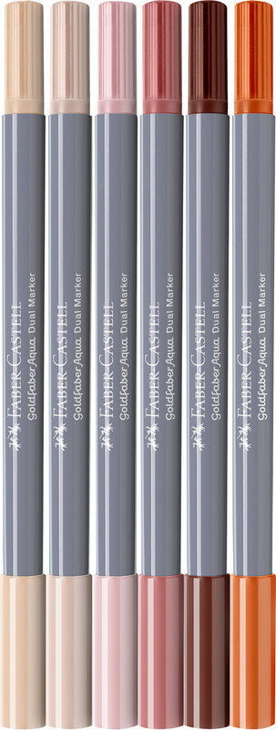 Faber-Castell Goldfaber Aqua Dual Marker, Wallet of 6, Portrait MegaBDM