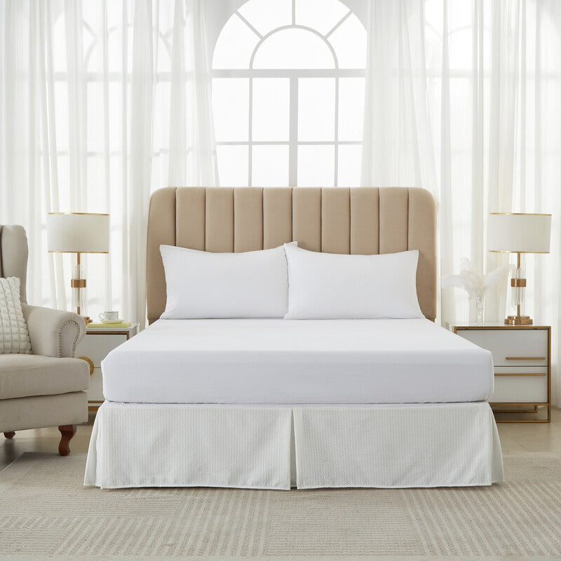 Meeallhome Waffle Bed Skirt 135cmx190+30 White MegaBDM