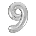 Unique Party Giant Number 9 Balloon, Silver, 86cm MegaBDM