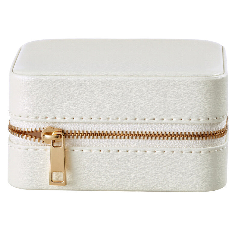 JOYFURNOS Travel Jewellery Box for Women, Small PU Leather Jewellery Organiser with Mirror, Portable Storage Case, Gift, White MegaBDM