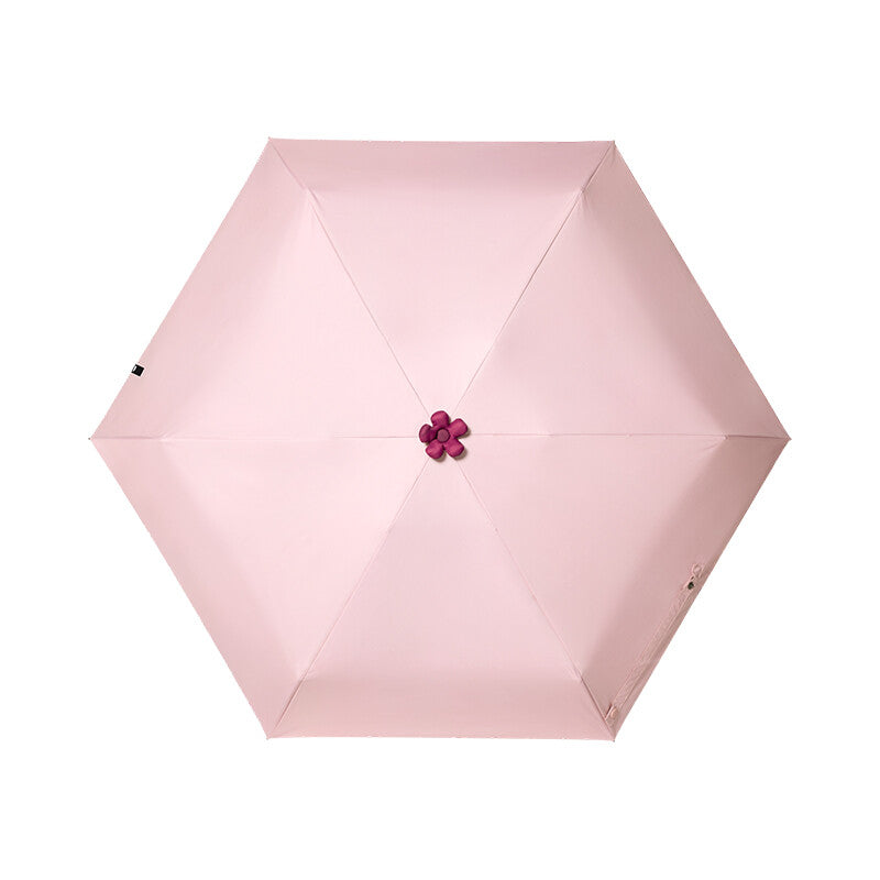 Beneunder BM528 Five-Fold Black-Coated Sun Protection Umbrella, Pink MegaBDM