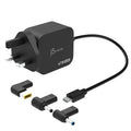 j5create JUP1565DCF3A 67W GaN PD USB-C® Mini Charger with 3 Types of DC Connector - UK, Black MegaBDM