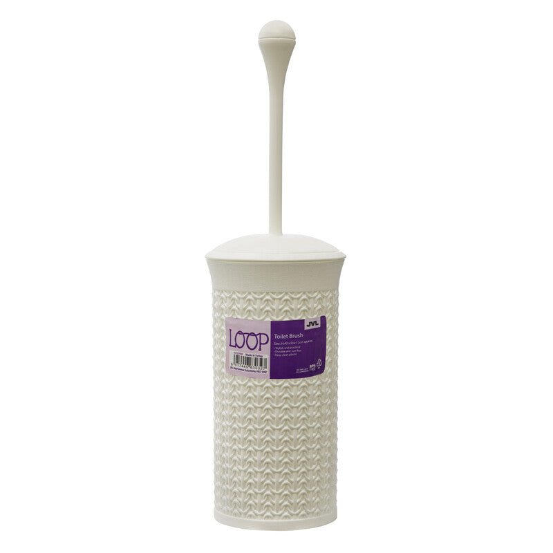 JVL Knit Design Loop Plastic Toilet Brush and Holder – Ivory MegaBDM