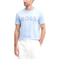 Boss Cotton-Jersey T-Shirt with Large Logo Print - Light/Pastel Blue MegaBDM