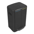 JOYFURNOS 40L Double Kitchen Bin with Lid, Rubbish Bin, Soft Close with Plastic Inner Buckets, Black MegaBDM