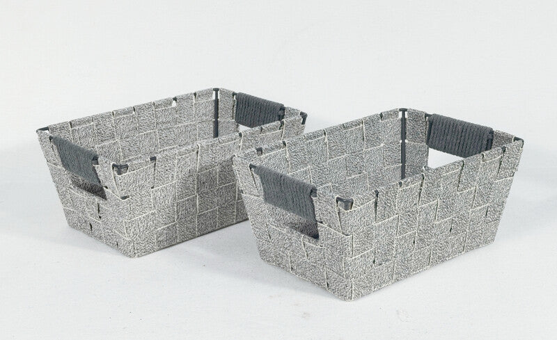 KEVAHOME SET OF 2 COTTON STRAP SMALL BASKETS-GREY 10x7x4.5''H MegaBDM