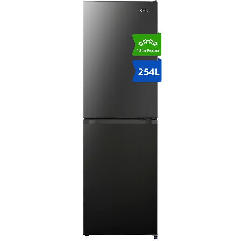 CHiQ JKR254LBE 54cm Wide 176cm Tall Black Low Frost Freestanding Fridge Freezer - 254L - E Rated MegaBDM