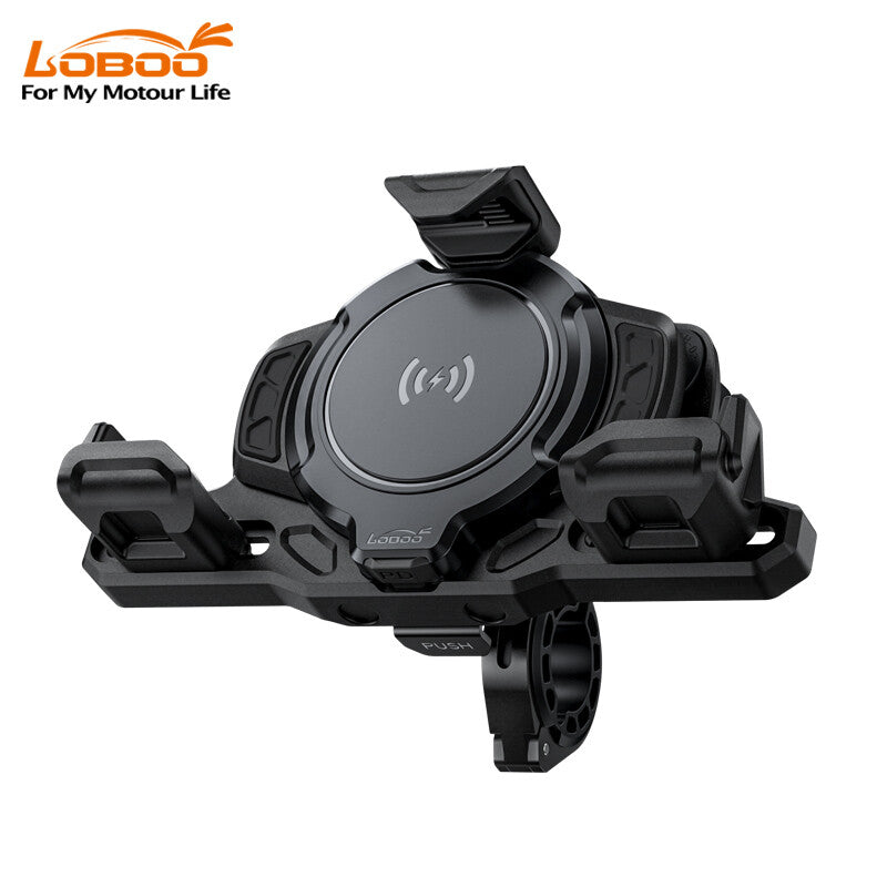 LOBOO PH02S Motorcycle Phone Mount, Anti-Vibration, 15W Wireless Charging, Anti-Theft MegaBDM
