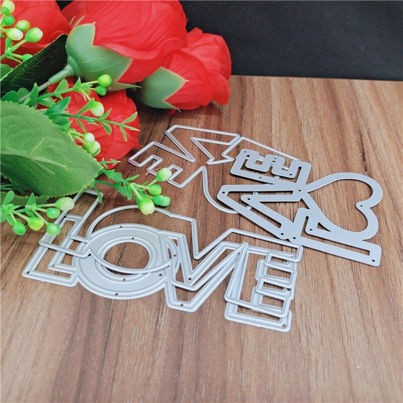 Valentine's Day Made with Love Metal Die Cuts, for DIY Scrapbooking Album Decorative Embossing Paper Dies for Card Making, Love MegaBDM