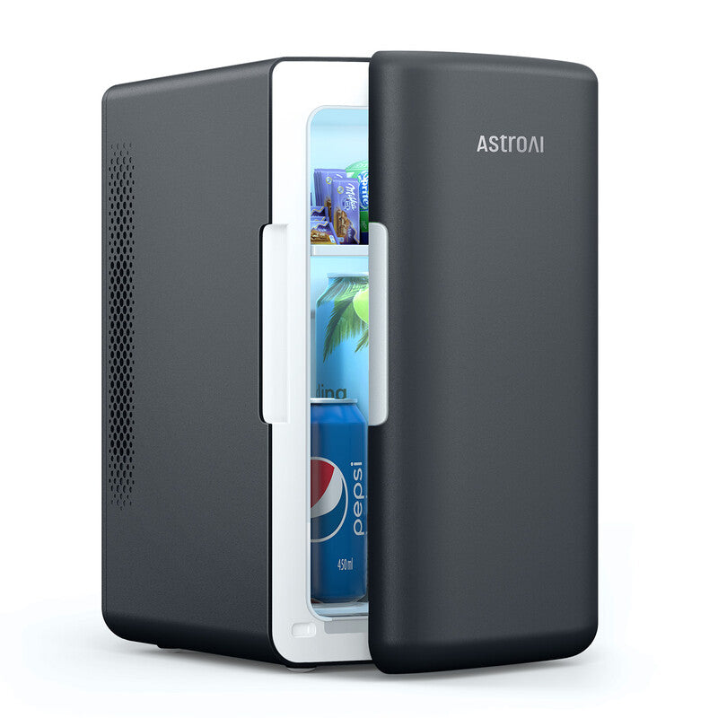 AstroAI Mini Fridge 6L (8 Can) – Cooler & Warmer, AC/DC Portable Mini Fridge for Bedroom, Car, Travel, Drinks, Skincare – Deep Black MegaBDM