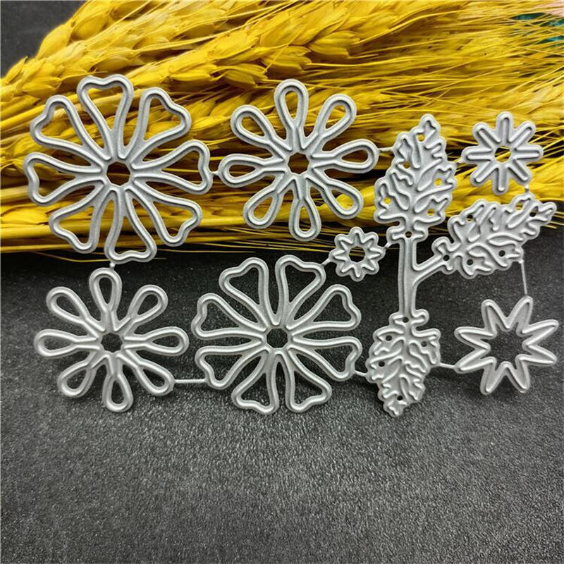 Spring Flowers Cutting Dies for Card Making, Floral Flowers Die Cuts Symmetry Pattern Floral Snowflake Dies Stencil Embossing Template for Crafting Scrapbooking DIY Photo Album MegaBDM
