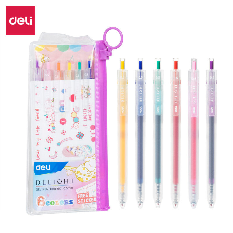 Deli 0.5mm Gel Pens, Office Writing Supplies, 6-Pack (Red/Blue/Yellow) MegaBDM