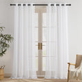 PONY DANCE Sheer Linen Look Curtains with Eyelet, 2 Panels W140 x L260 cm(W55 x L102 Inch), White MegaBDM