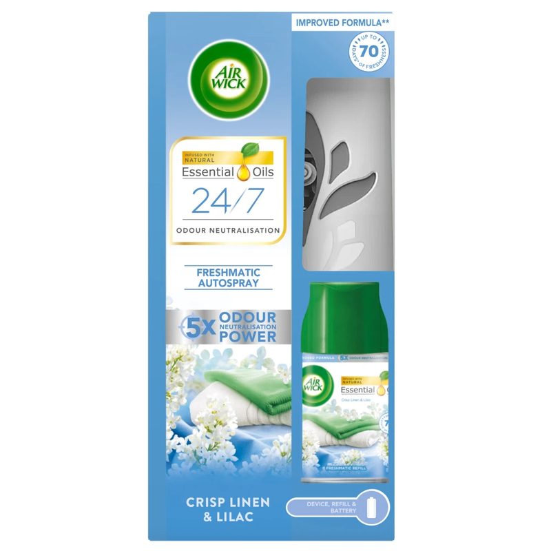 Air Wick Crisp Linen & Lilac Freshmatic Autospray Kit 250ml MegaBDM