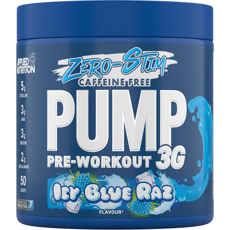 Applied Nutrition Pump 3G Zero Pre Workout Powder Icy Blue Raspberry Flavour - 375g MegaBDM