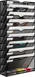 Senhoglb 10 Tier A4 Mesh Wall File Holder, Black, New Year Sale, Top Gift Picks MegaBDM