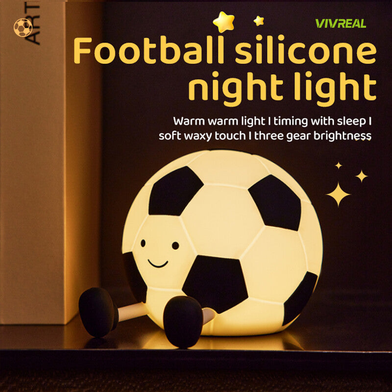 VIVREAL Football LED Night Light A032 – Rechargeable, 3-Level Dimming, Type-C Charging, Soft Silicone, ABS & PP MegaBDM